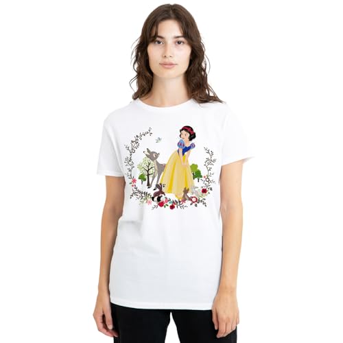 Snow White and Her Forest Friends Ladies T Shirt, White, Large von Snow White