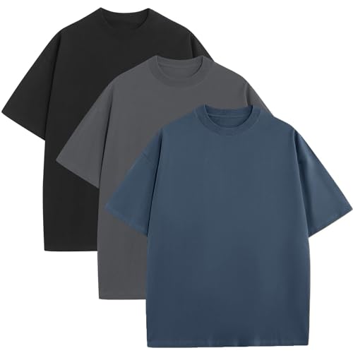Herren-T-Shirts aus Baumwolle, kurzärmelig, mit Rundhalsausschnitt, klassische T-Shirts, lässige T-Shirts, Schwarz, Grau, Jeansblau, XL Herren-T-Shirts aus Baumwolle, kurzärmelig, mit Rundhalsausschnitt, klassische T-Shirts, lässige T-Shirts, Schwarz, Grau, Jeansblau, XL von SnowElve