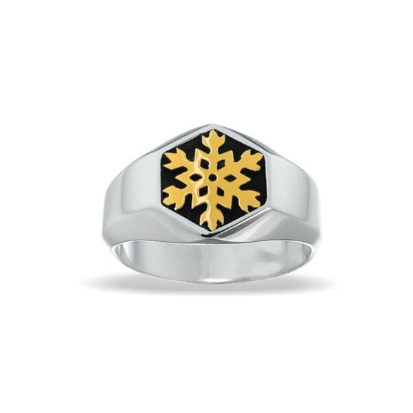 Herren Hexagonal Sterling Silber Schneeflocke Siegelring von SnowJewelAustralia