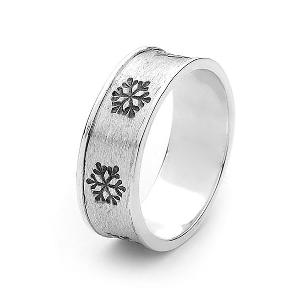 Herren Sterling Silber Schneeflocke Ehering von SnowJewelAustralia
