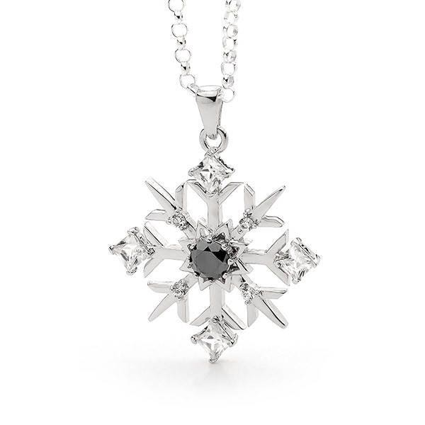 Lux Schwarze Diamant-Schneeflocken-Halskette von SnowJewelAustralia