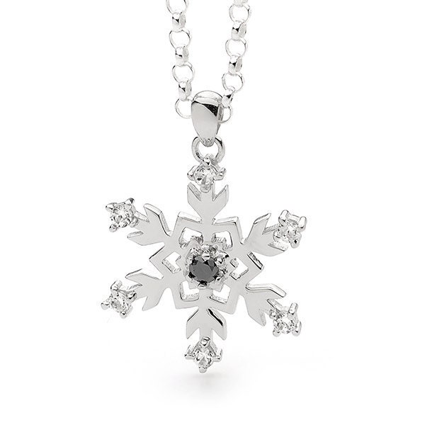 Schneeflockenkette Mit Einem Schwarzen Diamant Besetzt von SnowJewelAustralia