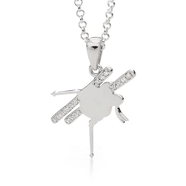 sterling Silber Freestyle, Slopestyle Skifahrer Halskette - Weiblich von SnowJewelAustralia