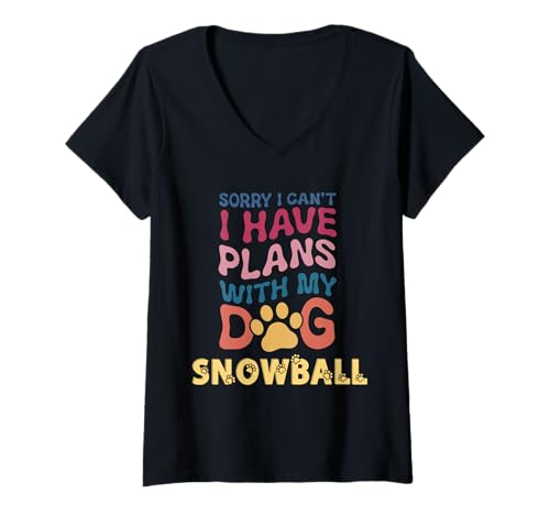 Damen Hunde-Namensschneeball, personalisierbar, Geschenk Busy with My Dog T-Shirt mit V-Ausschnitt Damen Hunde-Namensschneeball, personalisierbar, Geschenk Busy with My Dog T-Shirt mit V-Ausschnitt von Snowball Dog Name Gifts