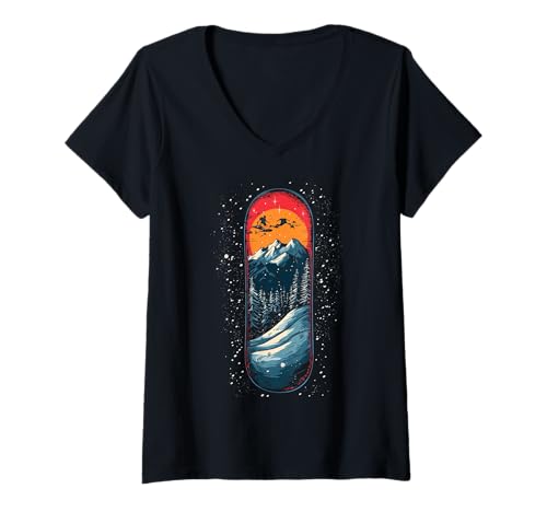Damen Snowboard Retro T-Shirt mit V-Ausschnitt Damen Snowboard Retro T-Shirt mit V-Ausschnitt von Snowboard Retro-Geschenk-Kleidung
