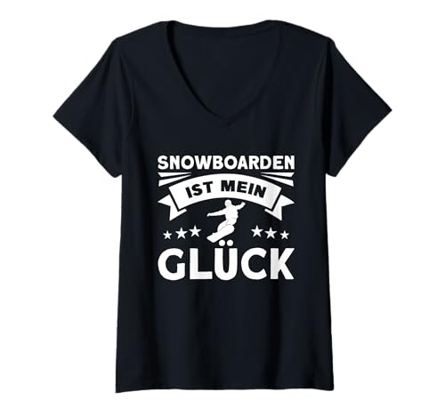 Damen Snowboarden Ist Mein Glück T-Shirt mit V-Ausschnitt Damen Snowboarden Ist Mein Glück T-Shirt mit V-Ausschnitt von Snowboard Spruch Snowboarden Ist Mein Glück Outfit