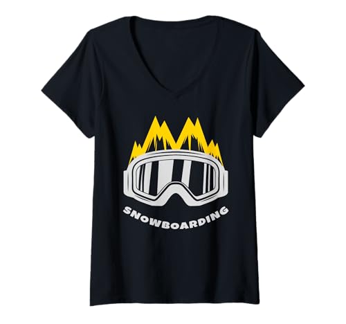 Damen Snowboard Smile Face | Lustig T-Shirt mit V-Ausschnitt Damen Snowboard Smile Face | Lustig T-Shirt mit V-Ausschnitt von Snowboarding Apparel