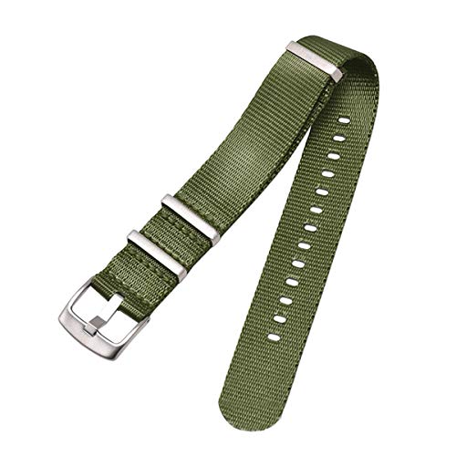 20mm 22mm NATO Nylon Gestreifte Strap Leinwand Ersatzband Uhrenzubehör Armeegrün, 20mm von Snowdrift