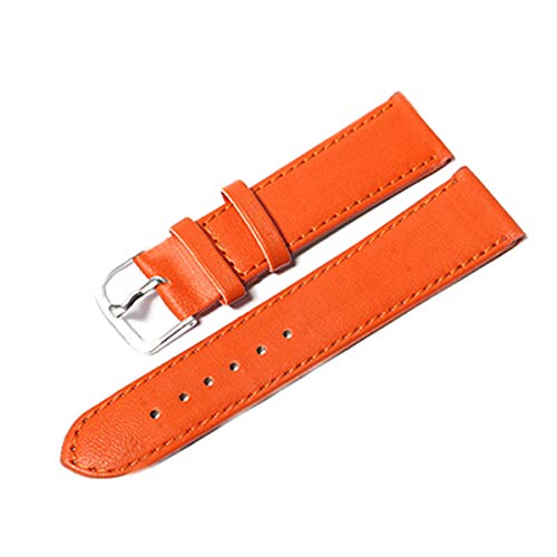 Snowdrift Frauen ES Uhrenarmbänder Uhrenarmband Leder Edelstahl Schnalle Gürtelschnalle 12-20mm, Orange, 16mm von Snowdrift