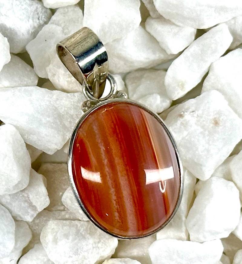 Anhänger - Aprikose Und Rosa Achat Oval in Sterling Silber Gesetzt von SnowlilyStudios