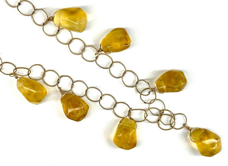 Halskette - Lemon Quartz Tropfen Auf Gold Fill Kette von SnowlilyStudios