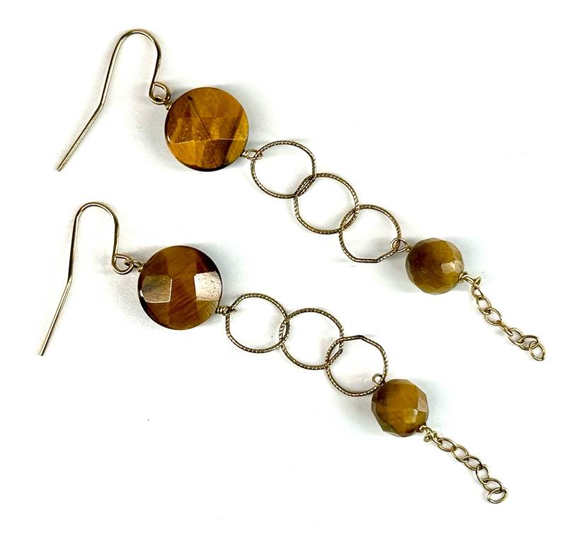 Ohrringe-Tigerauge Dangle in Gold Fill von SnowlilyStudios