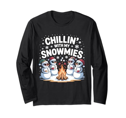 Chillin with My Snowmies Lagerfeuer Schneemann Herren Damen Kinder Langarmshirt Chillin with My Snowmies Lagerfeuer Schneemann Herren Damen Kinder Langarmshirt von Snowman Christmas Family Matching Pajamas