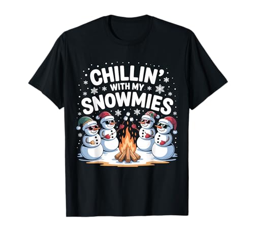 Chillin with My Snowmies Lagerfeuer Schneemann Herren Damen Kinder T-Shirt Chillin with My Snowmies Lagerfeuer Schneemann Herren Damen Kinder T-Shirt von Snowman Christmas Family Matching Pajamas