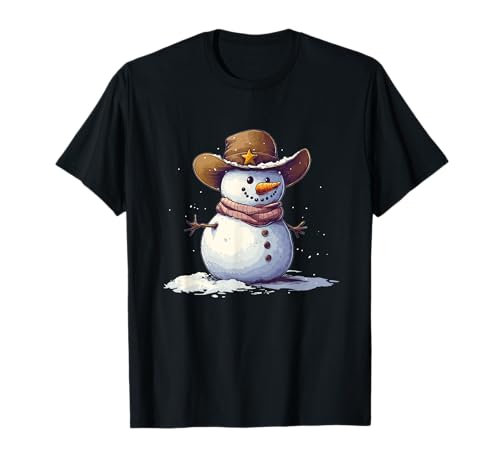 Schöner Schneemann im Cowboyhut für Jungen und Mädchen T-Shirt Schöner Schneemann im Cowboyhut für Jungen und Mädchen T-Shirt von Snowman Cowboy