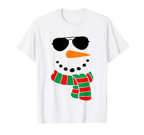 Cooles Schneemann Gesicht mit Sonnenbrille Kostüm Kinder Schneemann T-Shirt von Snowman Face Cute Winter Snowman tee