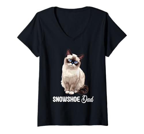 Damen Snowshoe Dad Kätzchen Snowshoe Katze T-Shirt mit V-Ausschnitt Damen Snowshoe Dad Kätzchen Snowshoe Katze T-Shirt mit V-Ausschnitt von Snowshoe Cat Snowshoe Katze Haustier Shop