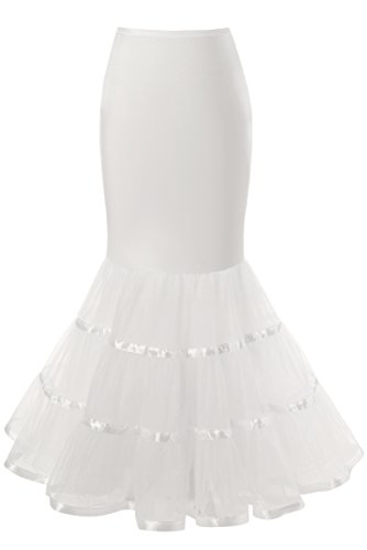 Snowskite Damen 3 Ebenen bodenlangen trompete Mermaid brautkleid Petticoat Weiß Large/X-Large von Snowskite