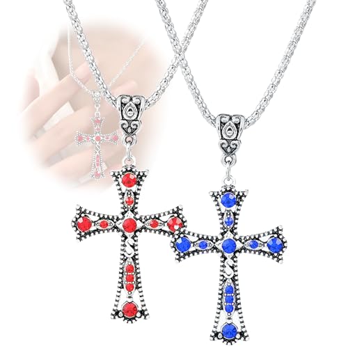 Snowtain Kreuzkette 2 Pcs Gothic Silber Kreuz Halskette,Kreuz Anhänger für Herren Damen, Vintage Religiösen Kreuz Anhänger Halskette(Lichtecht & Schweißfest) von Snowtain