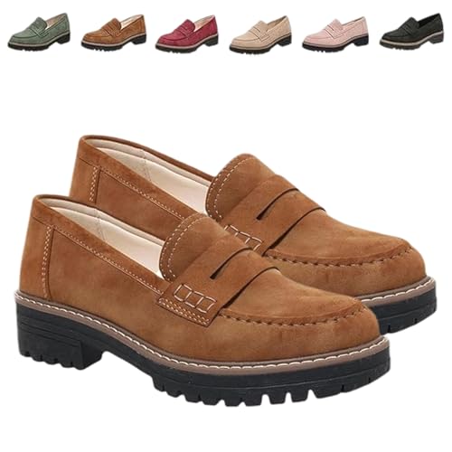 Bequeme Klobige Slipper Für Frauen Mit Plattform, Loafers Damen, Orthopaedic Platform Loafers, Retro Frauen Loafe, Elegant Und Comfortable, Casualperfekt Für Jedes Outfit (1PC-A,40) von Snrtevu