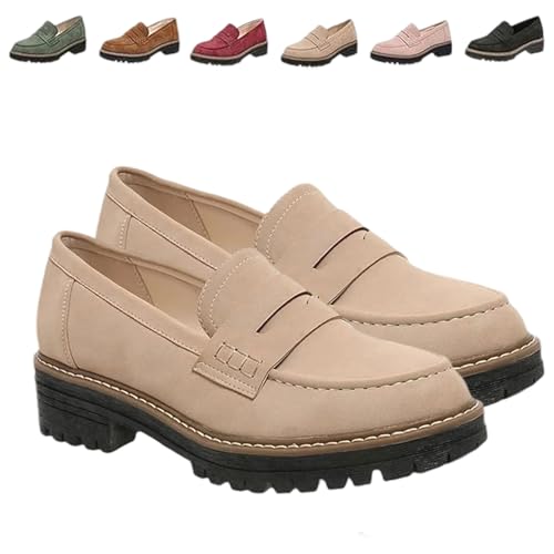 Bequeme Klobige Slipper Für Frauen Mit Plattform, Loafers Damen, Orthopaedic Platform Loafers, Retro Frauen Loafe, Elegant Und Comfortable, Casualperfekt Für Jedes Outfit (1PC-B,37) von Snrtevu