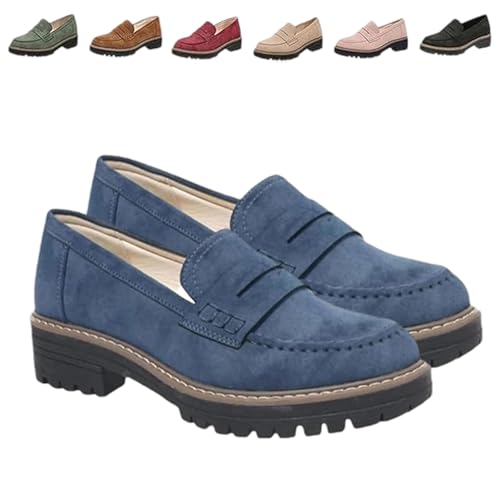 Bequeme Klobige Slipper Für Frauen Mit Plattform, Loafers Damen, Orthopaedic Platform Loafers, Retro Frauen Loafe, Elegant Und Comfortable, Casualperfekt Für Jedes Outfit (1PC-E,42) von Snrtevu