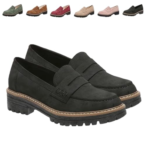 Bequeme Klobige Slipper Für Frauen Mit Plattform, Loafers Damen, Orthopaedic Platform Loafers, Retro Frauen Loafe, Elegant Und Comfortable, Casualperfekt Für Jedes Outfit (1PC-F,39) von Snrtevu