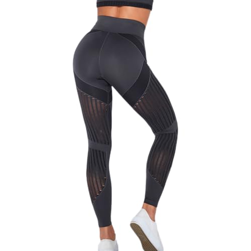 Cellulu Bequeme Anti-Cellulite Leggings, Anti Cellulite Leggings Kompression, High Waist Cellular 3D Leggins Scrunch Butt Push Up for Yoga, Fitness (Dark Grey,M) von Snrtevu