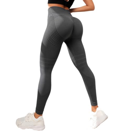 Cellulu Elegante Anti-Cellulite Leggings, Anti Cellulite Leggings Kompression, High Waist Cellular 3D Leggins Scrunch Butt Push Up for Yoga, Fitness (Dark Grey,L) von Snrtevu