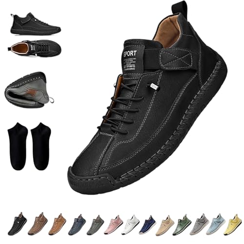 Elira Bequeme, Stützende Sneakers, Novae Fashion Schuhe, Elira Slip On Sneaker Herren, Barfußschuhe Leder, Weicher Komfort und Orthopädische Unterstützung, rutschfeste, Atmungsaktiv (A,41) von Snrtevu