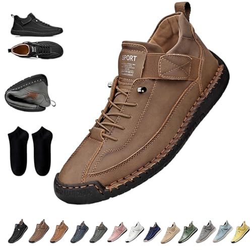 Elira Bequeme, Stützende Sneakers, Novae Fashion Schuhe, Elira Slip On Sneaker Herren, Barfußschuhe Leder, Weicher Komfort und Orthopädische Unterstützung, rutschfeste, Atmungsaktiv (B,48) von Snrtevu