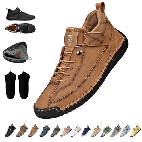 Elira Bequeme, Stützende Sneakers, Novae Fashion Schuhe, Elira Slip On Sneaker Herren, Barfußschuhe Leder, Weicher Komfort und Orthopädische Unterstützung, rutschfeste, Atmungsaktiv (C,44) von Snrtevu