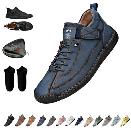 Elira Bequeme, Stützende Sneakers, Novae Fashion Schuhe, Elira Slip On Sneaker Herren, Barfußschuhe Leder, Weicher Komfort und Orthopädische Unterstützung, rutschfeste, Atmungsaktiv (D,47) von Snrtevu