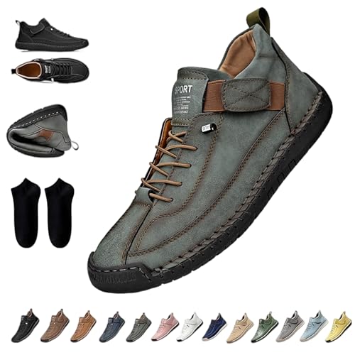 Elira Bequeme, Stützende Sneakers, Novae Fashion Schuhe, Elira Slip On Sneaker Herren, Barfußschuhe Leder, Weicher Komfort und Orthopädische Unterstützung, rutschfeste, Atmungsaktiv (E,46) von Snrtevu