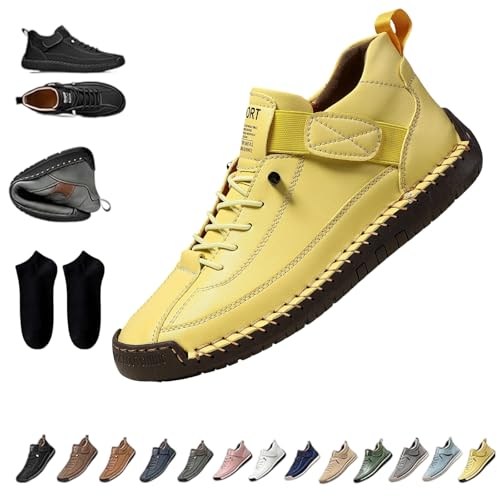 Elira Bequeme, Stützende Sneakers, Novae Fashion Schuhe, Elira Slip On Sneaker Herren, Barfußschuhe Leder, Weicher Komfort und Orthopädische Unterstützung, rutschfeste, Atmungsaktiv (K,38) von Snrtevu