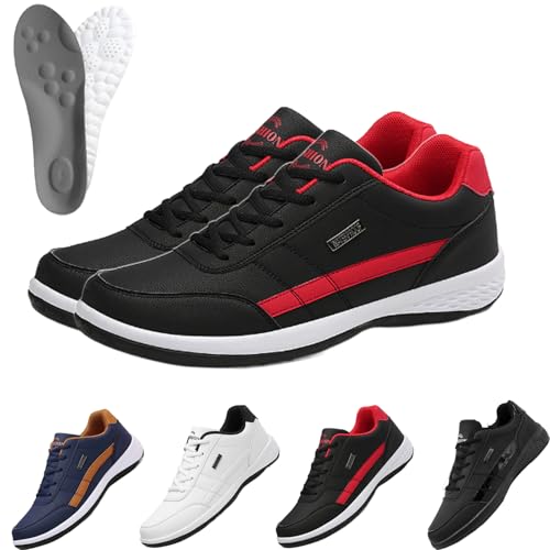 Ergonomische Komfortschuhe Für Herren, Orthox - Ergonomische Schmerzlindernde Komfortschuhe Unisex, Schuhe Die Größer Machen Herren, rutschfest, Ideal Für Alltag, Freizeit & Sport (41,Schwarzrot) von Snrtevu