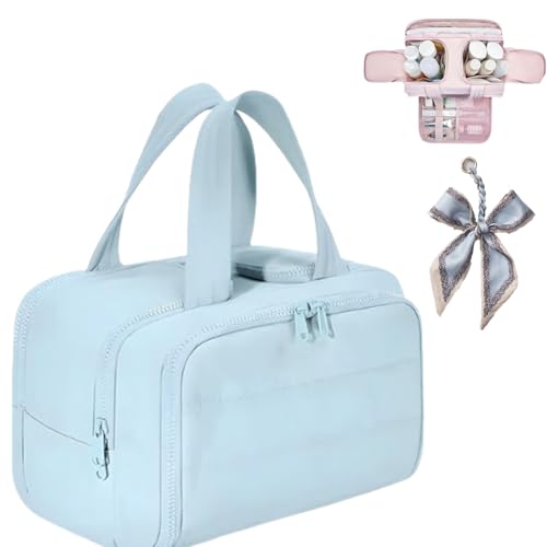 Kulturtasche Damen, Puffy Multi-Functional 4-In-1 Bag, Travel Toiletry Bag Lightweight Large Wide-Open Organiser for Traveling Essentials, Multi Compartments, Soft As Feathers (Blue) von Snrtevu