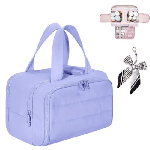 Kulturtasche Damen, Puffy Multi-Functional 4-In-1 Bag, Travel Toiletry Bag Lightweight Large Wide-Open Organiser for Traveling Essentials, Multi Compartments, Soft As Feathers (Purple) von Snrtevu