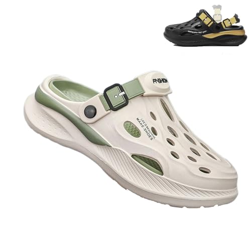 Lässiger Und Leichter Slip-On-Clog Für Damen Und Herren, Gartenschuhe Herren Damen, Gartenclogs Atmungsaktiv, Clogs Lochschuhe Zum Sommer, rutschfest Leicht (BEIGE,45) von Snrtevu