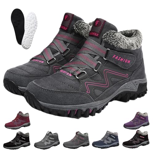Ofreischuhe Schuhe, Ofreischuhe Solvema OrthopäDische Winterschuhe, Winterschuhe Damen Wasserdicht, Winterboots Damen GefüTtert, Warm GefüTterte Snow Boots FüR sDamen Und Herren (Graurosa,45) von Snrtevu