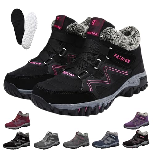 Ofreischuhe Schuhe, Ofreischuhe Solvema OrthopäDische Winterschuhe, Winterschuhe Damen Wasserdicht, Winterboots Damen GefüTtert, Warm GefüTterte Snow Boots FüR sDamen Und Herren (Schwarzrosa,47) von Snrtevu