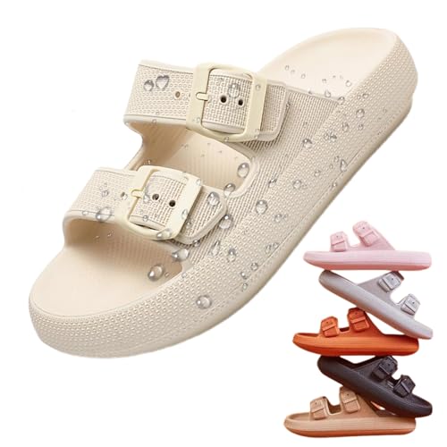 Orthostep Slipper, Wolkenschuhe Damen Mit Verstellbaren Schnallen, Orthostep-Orthopädische Slipper, Badelatschen Für Maximalen Komfort Weich, Rutschfeste, Schnell Trocknend (Cremeweiß,39-40) von Snrtevu