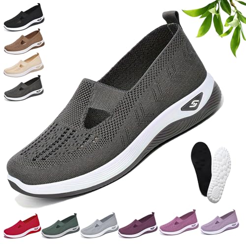 Podoback Schuhe Annelie, Annelie - OrthopäDische Komfort-Schuhe, Mesh OrthopäDische Schuhe Damen, Atmungsaktive rutschfeste, Bequeme Und Leichte Slipper Walkingschuhe FüR Frauen (38,Dunkelgrau) von Snrtevu
