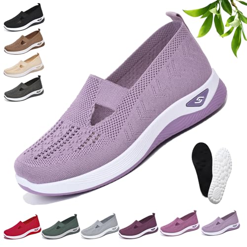 Podoback Schuhe Annelie, Annelie - OrthopäDische Komfort-Schuhe, Mesh OrthopäDische Schuhe Damen, Atmungsaktive rutschfeste, Bequeme Und Leichte Slipper Walkingschuhe FüR Frauen (38,Hellviolett) von Snrtevu