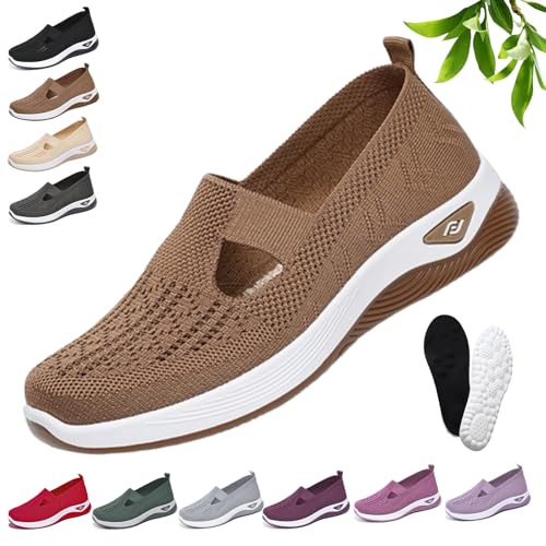 Podoback Schuhe Annelie, Annelie - OrthopäDische Komfort-Schuhe, Mesh OrthopäDische Schuhe Damen, Atmungsaktive rutschfeste, Bequeme Und Leichte Slipper Walkingschuhe FüR Frauen (41,Kaffee) von Snrtevu