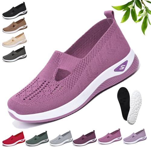 Podoback Schuhe Annelie, Annelie - OrthopäDische Komfort-Schuhe, Mesh OrthopäDische Schuhe Damen, Atmungsaktive rutschfeste, Bequeme Und Leichte Slipper Walkingschuhe FüR Frauen (43,Lila) von Snrtevu