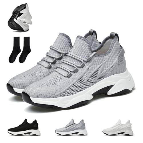Skyboost Pro| +6cm +8cm +10cm, Elevate Shoes Herren, Atmungsaktiv rutschfest Leicht Schuhe Die GrößEr Machen Herren, Mit Verdeckter Innensohle (8cm Grau,43) von Snrtevu
