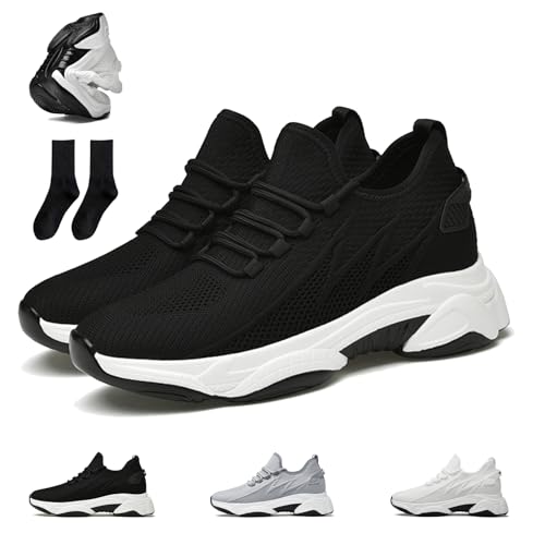 Skyboost Pro| +6cm +8cm +10cm, Elevate Shoes Herren, Atmungsaktiv rutschfest Leicht Schuhe Die GrößEr Machen Herren, Mit Verdeckter Innensohle (8cm Schwarz,41) von Snrtevu