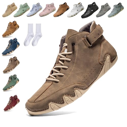 Snrtevu Alpaca Barfuss Schuhe Damen, Alpaca Der Bessere Barfussschuh, Barfuss Wanderschuhe Damen Zur Wasserdicht Atmungsaktiv rutschfest Fur Alltag Spaziergange Gesunden Laufkomfort (Dunkelbraun,48) von Snrtevu