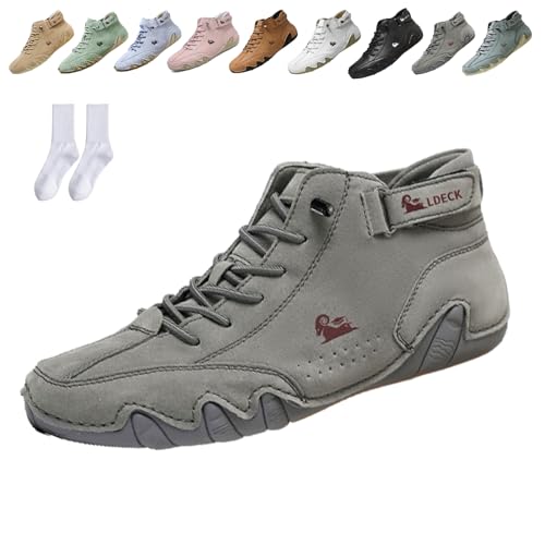 Snrtevu Alpaca Barfußschuhe, Alpaca-Ergonomischer, Wasserdichter & Schmerzlindernder Leder-BarfußSchuh, Schuhe Damen, Wasserdichte und Atmungsaktive OrthopäDische Barfuss Schuhe (Grau,43) von Snrtevu